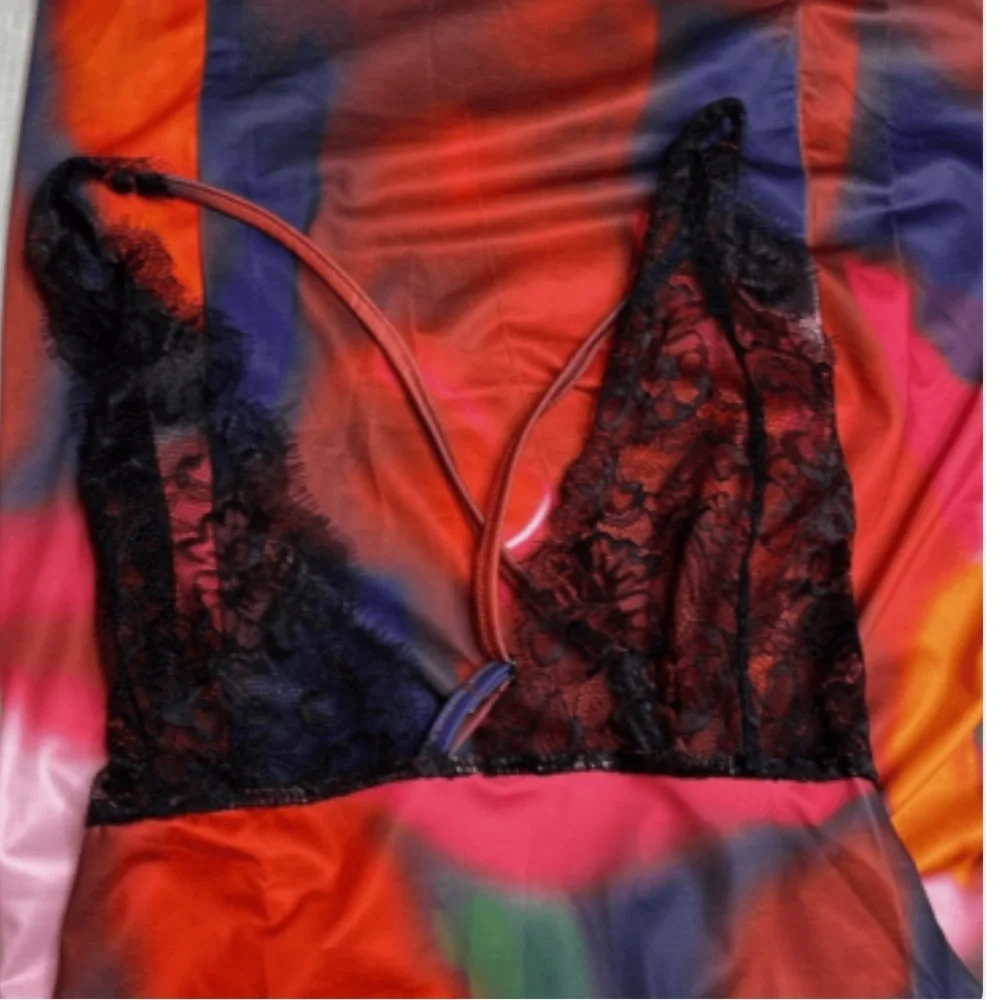 Sexy rainbow Multicolor Backless Dress lace dress
NIPS ARE SEE THROUGH - Picture 3 of 6